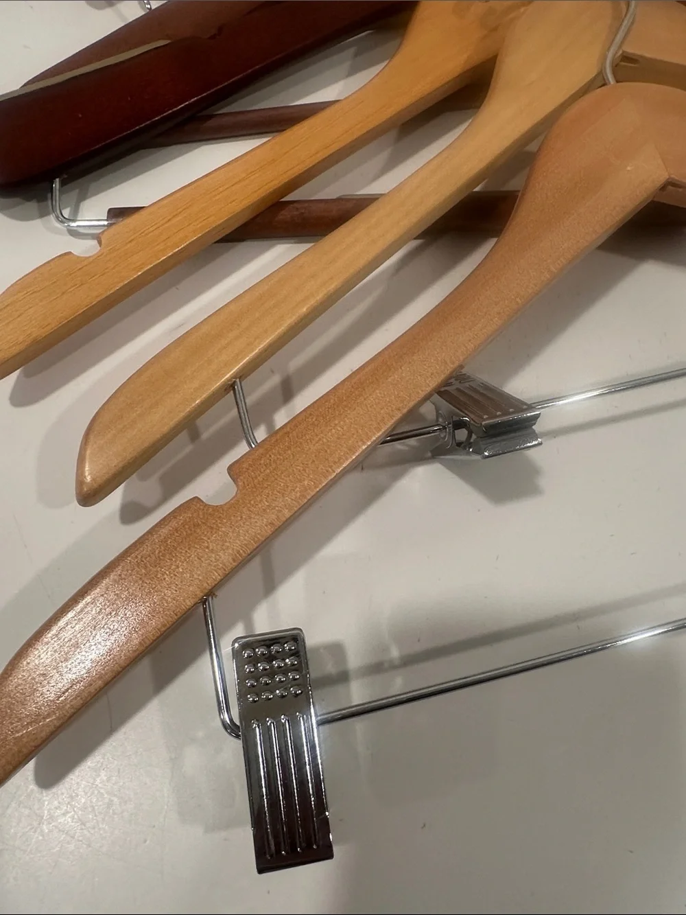 8 Mixed Wooden & Metal Clothing Hangers - Natural and Dark Wood